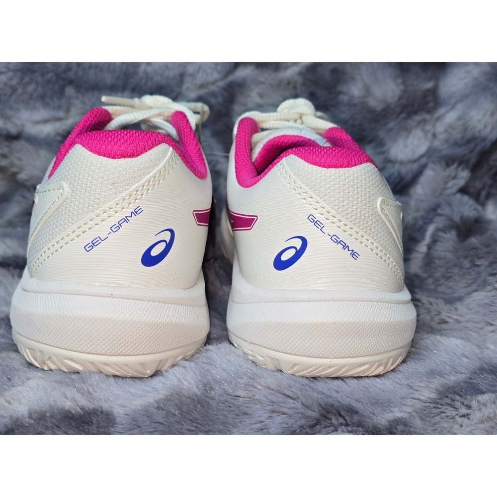NWOT ASICS Gel-Game GS Tennis Shoes White Pink Rose Blue Kids Size 3.5 - Picture 3 of 6